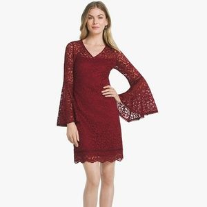 NWT WHBM Bell-Sleeve Lace Shift Dress, Size 8